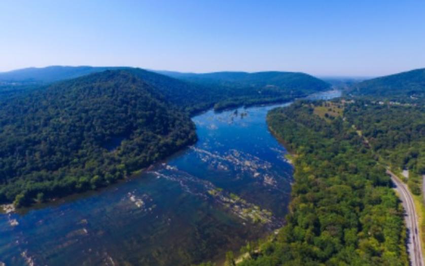 Appalachian Trail at Weverton Cliffs overlooking the Potomac River